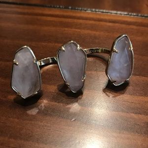 Kendra Scott pink & gold two-finger ring